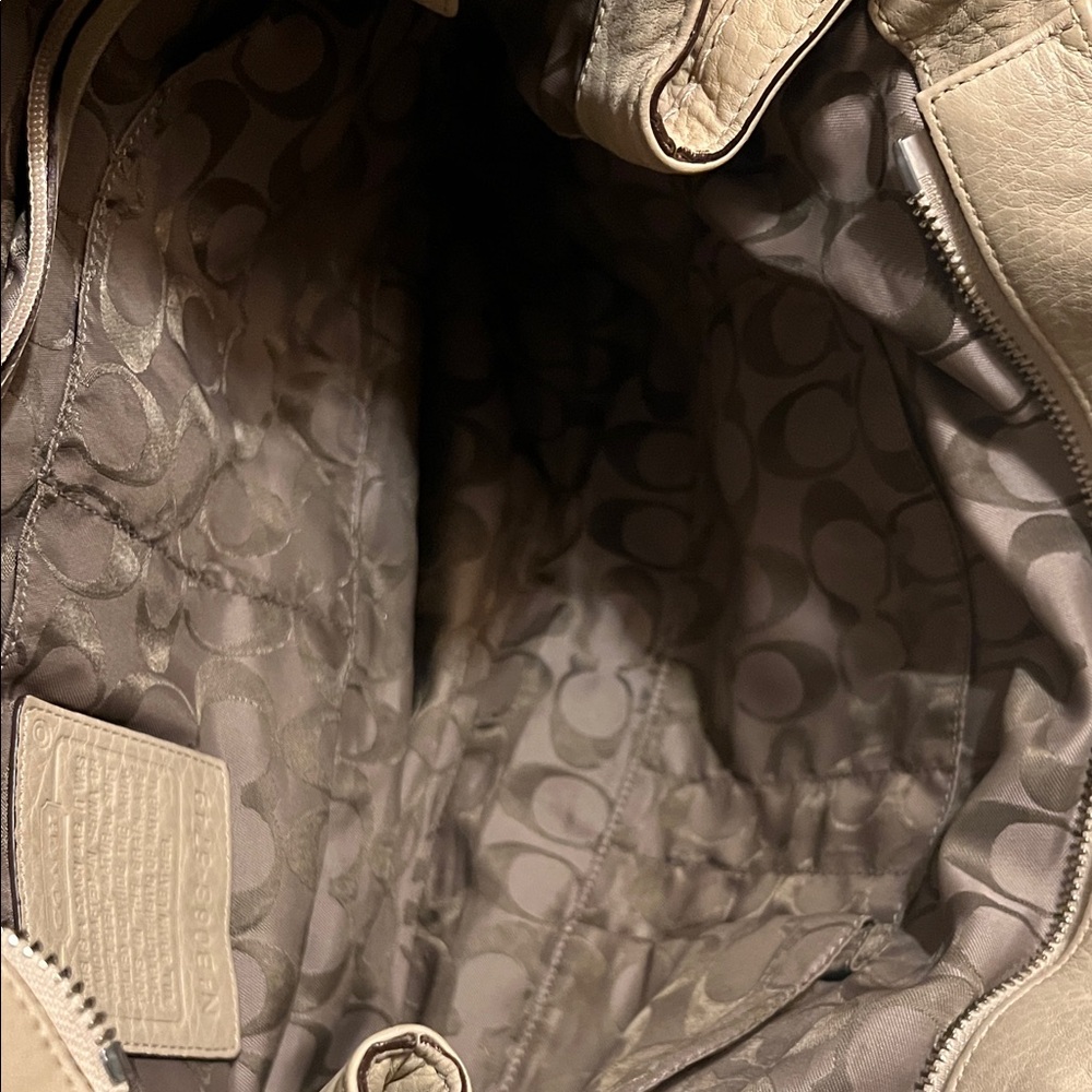 Coach Beige Leather Tote with Front Zip - Picture 7 of 12
